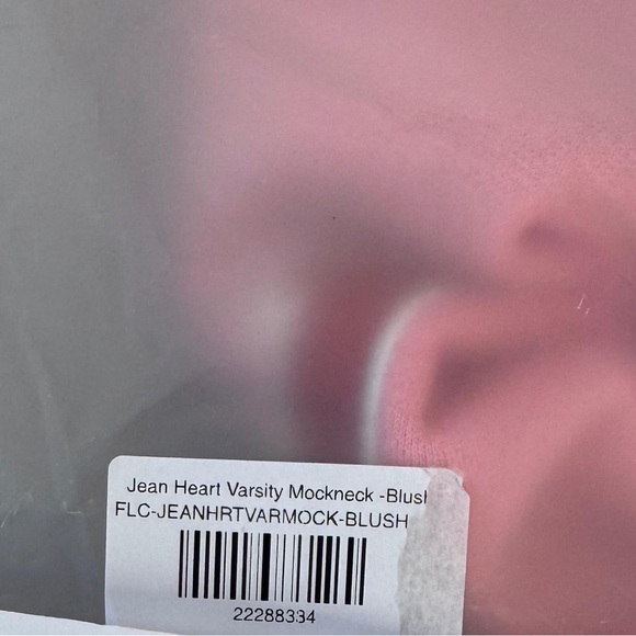 Parke Valentines Jean Heart Varsity Mockneck Varsity Sweatshirt Blush /Crimson 🩷 - Picture 3 of 3